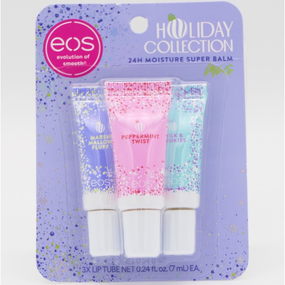 EOS Holiday Collection 24H Moisture Lip Balm Minis 3 Pk Peppermint, Marshmallow